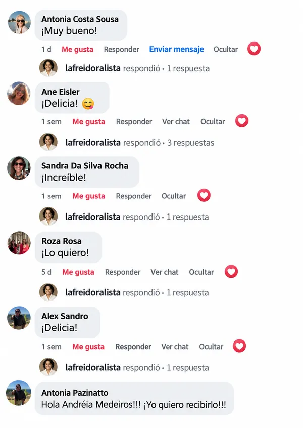 Comentarios de clientes en Facebook