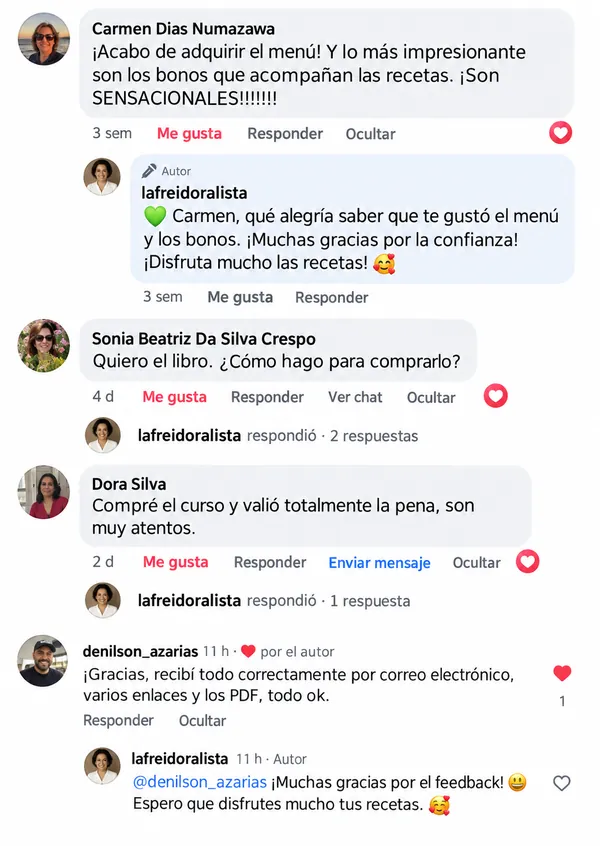 Comentarios de clientes en Facebook