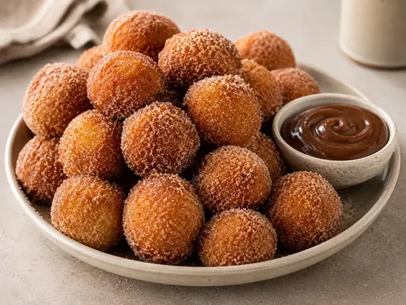 Bolitas de churro con azúcar y canela