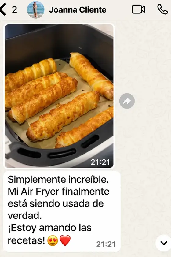 Testimonio de Joanna por WhatsApp: deditos de queso dorados en la freidora de aire
