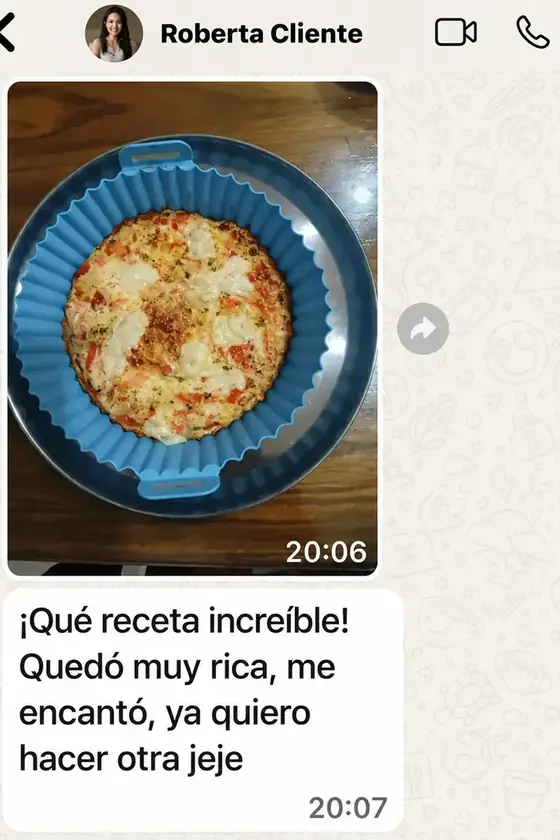 Testimonio de Roberta por WhatsApp: omelette de tomate en molde de silicona